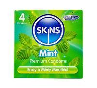 Premium Skins Mint Flavoured Condoms for Oral and Intercourse - Ultra Thin Condoms for Oral, Extra Flavoured Lube for Extra Pleasure - Discreet Pack of 4