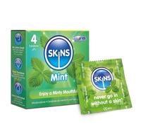 Premium Skins Mint Flavoured Condoms for Oral and Intercourse - Ultra Thin Flavoured Condoms for Oral, Extra Flavoured Lube for Extra Pleasure - Discreet Pack of 4