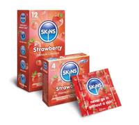 Premium Skins Strawberry Flavoured Condoms Big Box - Ultra Thin for Oral & Intercourse - Extra Flavoured Lube for Extra Pleasure - Pack of 100