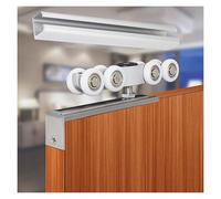 Premium Sliding Barn Door Hardware Kit13.1ft Bypass Track & Rollers Modern Black/Silver Aluminum Rail for Kitchen Bedroom Shed PantryDurable & Stylish Design