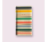 Premium Slim Hardback Academic Diary 2025-2026 WTV Paper Week to View Mid Year Slimline Hardback Fashion Cover Diary, Planner (Stripes)