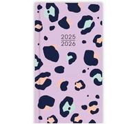 Premium Slim Hardback Academic Diary 2025-2026 WTV Paper Week to View Mid Year Slimline Hardback Fashion Cover Diary, Planner (Leopard Print)