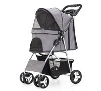 Premium Small Mum Dog Cat Stroller Portable Folding Pet with One Hand STO Basket 360° Swivel Front Wheel for Easy Maneuvering.