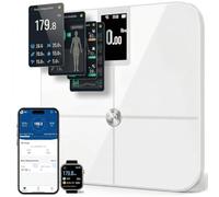 Premium Smart Digital Body Weight Scale - 4 Electrodes - 25+Metrics -Rechargeable- WiFi & Bluetooth - Full Body Analysis -Track Body Fat, Muscle Mass, Fat Percentage, Sleek Design