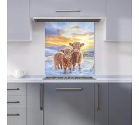 Warren Reed - Designer Snowy Baby Highland Cows Kitchen Splashback W600Mm X H650Mm, Multi