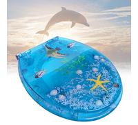 Premium Soft Close Toilet Seat - Blue Ocean Antibacterial Seat That Will Never Loosen