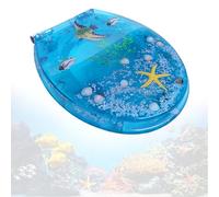 Premium Soft Closed Elongated Toilet Seat, Resin Transparent 3D Effects Decorative Will Slow Close and Never Come Loose Toilet Lid, One Click Quick Release, Easy to Cleaning