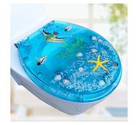 Premium Soft Closed Elongated Toilet Seats, Will Slow Close and Never Come Loose Toilet Lid, One Click Quick Release, Easy to Cleaning, Stainless Steel Hinges, Blue