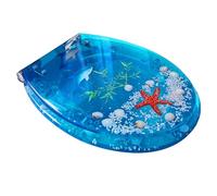 Premium Soft Closed Toilet Seat, Will Slow Close and Never Come Loose Toilet Lid with Clear Seashells Filling Cover, One Click Quick Release, Easy to Cleaning