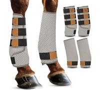 Premium Soft Fly Boots for Horses Set of 4 - Large Protective & Comfortable Horse Fly Boots for Large Breeds - Breathable, Mesh-Quilted Bamboo - Adjustable Training Horse Leg Wraps (4 pcs)