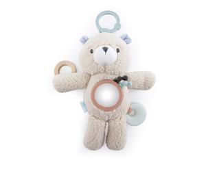 Premium Soft Plush Travel Activity Toy with Wooden Teethers - Nate the Teddy Bear, Ages Newborn +
