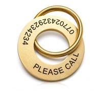 Premium Solid Brass Dog Tags for Pets Engraved UK - Personalized Pet ID Tags for Dogs & Cats - Custom Identification Brushed - Deep Engraving (Ring-Choose)