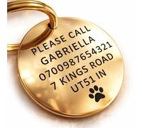 Premium Solid Brass Dog Tags for Pets Engraved UK - Personalized Round Pet ID Tags for Dogs & Cats - Custom Identification Polished Disc - Mini, Small, Medium, Large - Deep Engraving