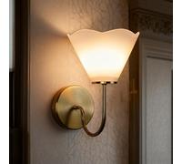 Premium Solid Brass & Metal Wall Sconces Linen Floral with Arm - Soft Diffused Light for Master Bedroom, Hallway & Luxury Living Room | Classic Elegant Design | Uses E12 Bulb | 7.5" W x 10.5" D x 10.