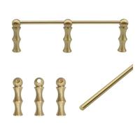 Premium Solid Brass Shelf Guard Rail Set - 8 Pack, 16in/41cm - Easy Install Fall Prevention for Floating Shelves, Bookcases, and Kitchen Cabinets - Du