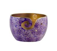 Premium Solid Crafted Floral Metallic Finish Aluminium Portable Yarn Bowl Holder for Knitting Crochet Gift Set | Hind Handicrafts (6" x 6" x 4", Purple)