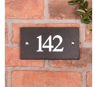 Premium Solid Granite House Number Plaque - 3 Digit Engraved Address Sign | 18x10cm Handcrafted Black Granite Number Plate | Weatherproof Door Sign for Home Entrance by Signs & Numbers