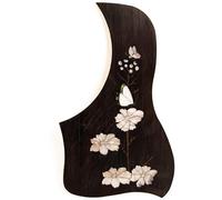 Premium Solid Rosewood Acoustic Guitar Pickguard - For Taylor Guitar Scratch Plate with Real Abalone Shell Inlay, Self-Adhesive with 3M Backing, 27 Unique Patterns & Multiple Sizes (SN20)
