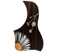 Premium Solid Rosewood Acoustic Guitar Pickguard - For Taylor Guitar Scratch Plate with Real Abalone Shell Inlay, Self-Adhesive with 3M Backing, 27 Unique Patterns & Multiple Sizes (SN19)