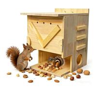 Premium Solid Wood 2-Story Squirrel House - Handcrafted Wooden Nest Box with Mounting Kit for Tree, Fence, or Backyard
