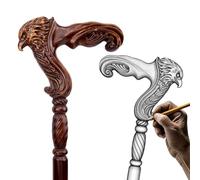 Premium Solid Wood Cane with Eagle Head Carving - Stylish Statement Piece for Gentlemen's Formal and Casual Occasions
