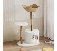 Premium Solid Wood Cat Tree Tower with Sisal Scratching Posts Multi-Level Cat Climber with Plush Condo for Indoor Cats, Modern Scandinavian Design Pet Furniture