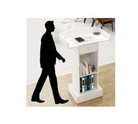 Premium Solid Wood Lectern Podium Stand - Elegant Customer Reception Desk with Multi-Function Pulpit