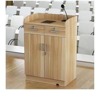 Premium Solid Wood Podium Multifunctional Reception Stand High-End Brown Lectern for Clients Teak Floor Podium (80x50x100CM) - Ideal for Events & Presentations