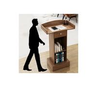 Premium Solid Wood Pulpit Stand - Versatile Oak Brown Lectern Podium for Presentations Events & Customer Reception Multi-Function Standing Desk for Professional Use