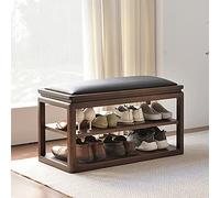 Premium Solid Wood Shoe Bench & Rack Comfy 2-Tier Shoe nizer Chinese Style Entryway Storage Stylish Bench with Shoe Rack Perfect for Home & Entryway B 60X45X35Cm/A