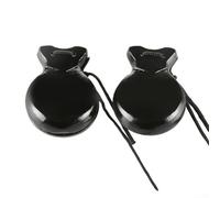 Premium Spanish Castanets, 2 Pairs for Adult Beginners, Solid Wood Construction (Black)