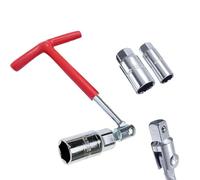 Premium Spark Plug Socket Wrench Set - Red T-Handle Stainless Steel Tool | Universal Fit for Cars, Motorcycles & Small Engines | Durable, Corrosion-Resistant Spark Plug Wrench | Compact & Portable
