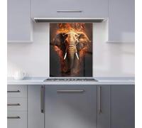 Warren Reed - Designer Splashart Elephant And Fire Kitchen Splashback W600Mm X H750Mm, Multi