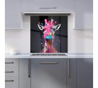 Premium Splashart Giraffe Face Pink Kitchen Splashback 6mm Toughened Glass Kitchen Splashback - Heat Resistant Splashback for Kitchens, Perfect for Cookers and Hobs, Polished Edges