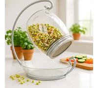 Premium Sprouting Jar Kit - Unique 30 oz Wide Mouth Sprouting Jar, Stand, Tray and 316 Stainless Screen Lid | Decorative Indoor Seed Sprouter and Germinator (1 Kit)