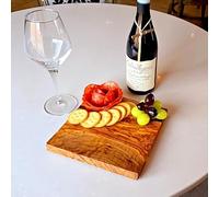 Premium Square Olive Wood Chopping Board - Durable Cutting Surface for Meat, Vegetables, and Cheese - Handcrafted, Eco-Friendly Olive Wood, Available in 3 Sizes, Ideal for Kitchen or Serving (20 cm)