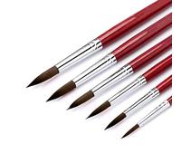 Premium Squirrel Hair Short-Handle Round Brush Set for Watercolor, Gouache, Ink & Acrylic - Ultra-Soft Bristles for Fine Detail & Calligraphy, Compact Travel-Friendly Kit for Artists & Beginners