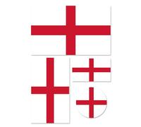 Premium St. George’s Cross England Flag Sticker Set - 4 x Vinyl Decals for Laptop, Phone, Tablet, Helmet - Bubble-Free, Repositionable & Weatherproof - English Pride Sports Fan & Travel Souvenir (ENG)