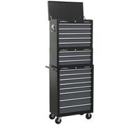 Stacking 16 Drawer Topchest Mid Box & Rollcab Bundle - BB Slides - Black & Grey