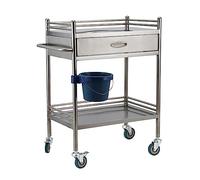 Premium Stainless Steel 2-Tier Lab Medical Cart with Drawer - Reliable Rolling Trolley for Labs, Hospitals & Clinics - Max Load 100kg - Convenient & Versatile Equipment Storage