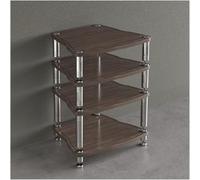 Premium Stainless Steel Audio Rack4Tier Wood Stereo Stand with ShockAbsorbing Feet for HiFi EquipmentStylish Open Design for Home Audio Systems (Brown)