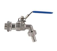 Premium Stainless Steel Ball Valve 1/2 Inch Faucet Tap Hose with Weldless Bulkhead TNP 13mm Barb High Temperature Resistant Auto Lock Non Slip Rubber Handle for Water Control