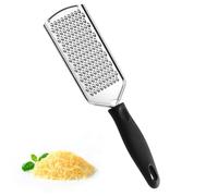 Premium Stainless Steel Cheese Grater and Lemon Zester Tool - Fine Handheld Grater for Parmesan Cheese, Garlic, Ginger, Nutmeg & Hard Cheese - Non-Slip Handle Kitchen Grating Plate (Black)