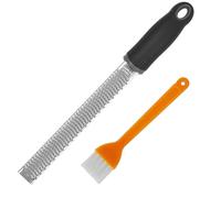 Premium Stainless Steel Cheese Grater with Protective Cover & Brush, for Citrus Fruits, Hard Cheese, Ginger, Chocolate and Nutmeg with Fine Stainless Steel, Non-Slip Handle, Made in China