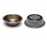 Premium Stainless Steel Dog Bowl, Embossed Chevron Design, Non-Slip Rubber Base, Available in 3 Sizes for Cats and Dogs (Grey)