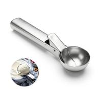 Premium Stainless Steel Ice Cream Scoop, Heavy Duty Kitchen Scoop Portable Cupcake Scoops Metal Small Ice Cream Scoops for Yogurt, Sundaes, Cookie Dough & Baking, Dishwasher Safe(Medium Silver)