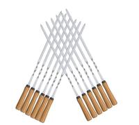 Premium Stainless Steel Kebab Skewers - 19.6in BBQ Skewers with Wooden Handles - Perfect for Grilling Kebabs, Chicken, and Vegetables - Durable Metal BBQ Utensils Set of 12 (12)