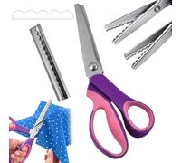 Premium Stainless Steel Pinking Shears - Soft-Grip Zigzag Scissors，-B | Stainless Steel Zig Zag Scissors with Serrated Teeth - Perfect for DIY Crafts, Comfort Anti-Slip Grips