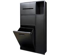 Premium Stainless Steel Shower Niche with Built-in Trash Can, Drawer Box Storage Rack, Non-Tile Embedded Design for High-End Clubs & Hotels - Black 40x67x14cm / 15.74x26.37x5.51in