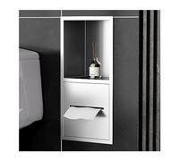 Premium Stainless Steel Shower Wall Shelf - Waterproof Bathroom & Kitchen Organizer 20x40x12.5CM for Shampoo Toiletries Toilet Paper - Stylish White Alcove Storage Solution.
